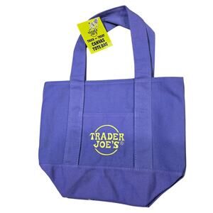 Trader Joe's Halloween Canvas Mini Tote Bag Purple Limited Edition New